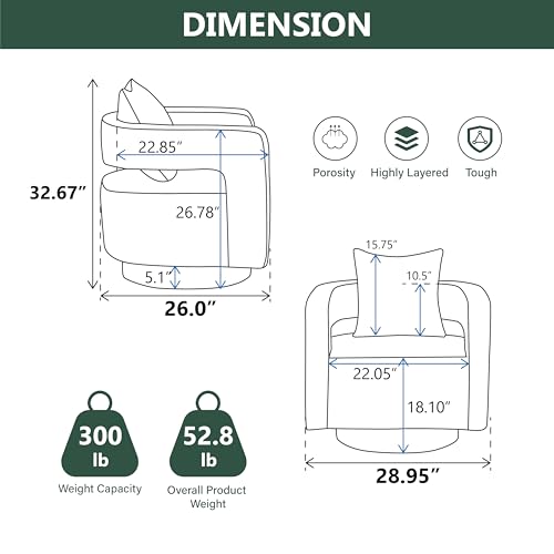 Chifee & Vingol Swivel Barrel Chair Set of 2,Ivory