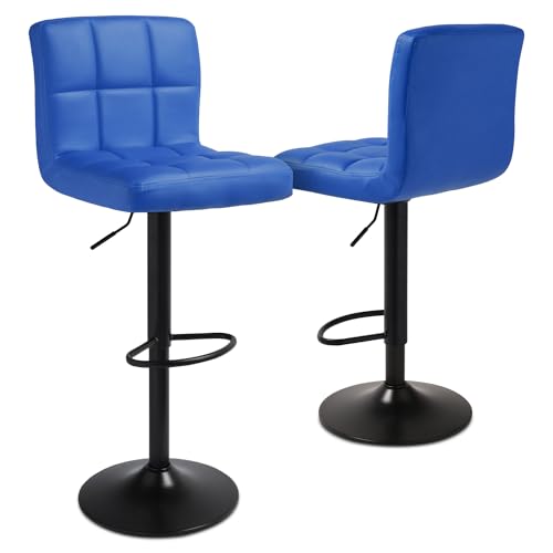 Magshion Square Bar Stools Set of 2, PU Leather Counter Height Barstools Adjustable Swivel Upholstered Bar Chairs for Home Kitchen Island, Orange