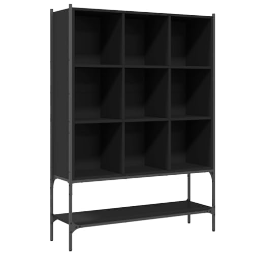 vidaXL Engineered Wood Bookcase - Black Freestanding Shelving Unit/Bookshelf/Storage Rack/Room Divider - 40.2x11.8x55.7 inches