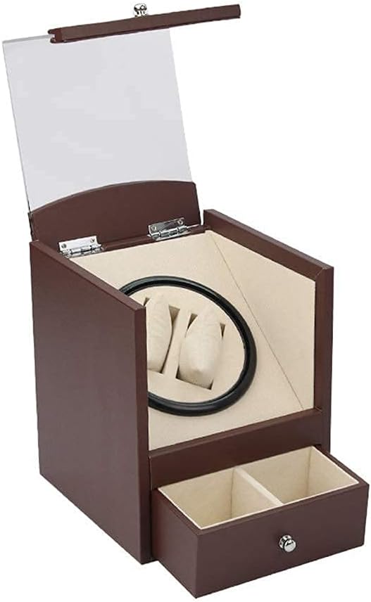 Automatic Watch Winder Box Watch Double Automatic Watch Winder with Drawer Storage Box PU Leather Exterior Super Quiet Motor Fit Lady and Man Watches