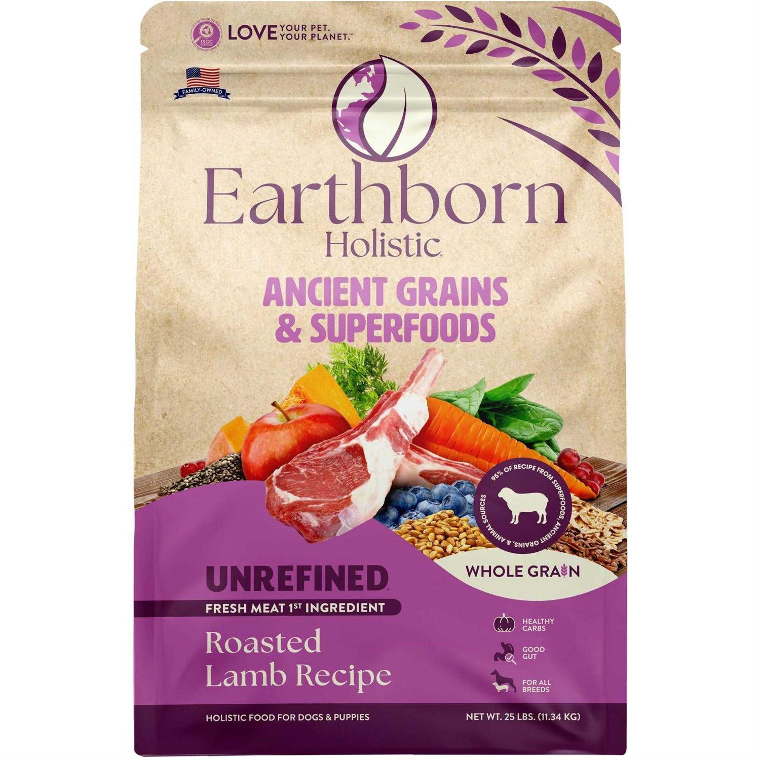 Earthborn Holistic Unrefined Roasted Lamb with Ancient Grains & Superfoods Dry Dog Food - Pet Supplies online store