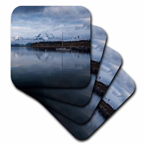Set of 8 Coasters - Soft - Boat on Lake at Sunrise Photography - Landscapes