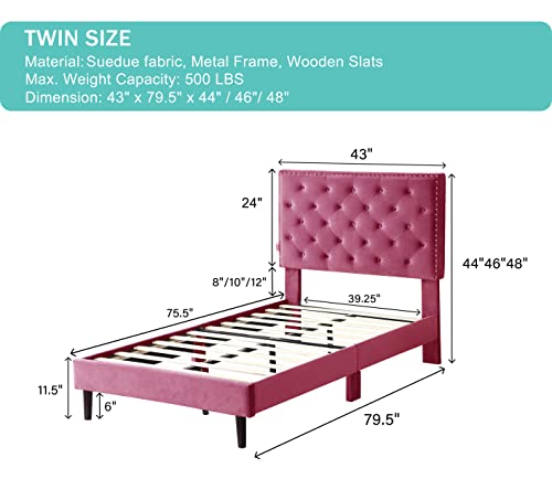 King Upholstered Platform Bed Frame with 48