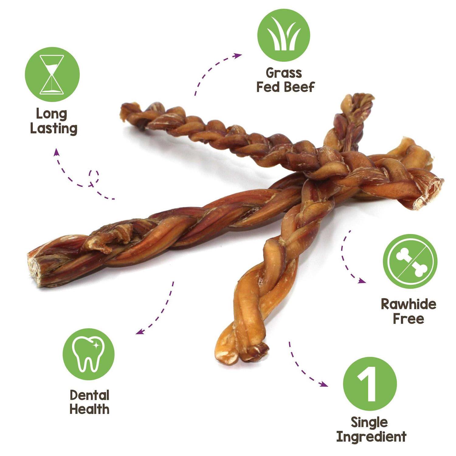 Nature Gnaws Braided Bully Sticks for Dogs Premium Natural Beef Bones - Pet Supplies online store