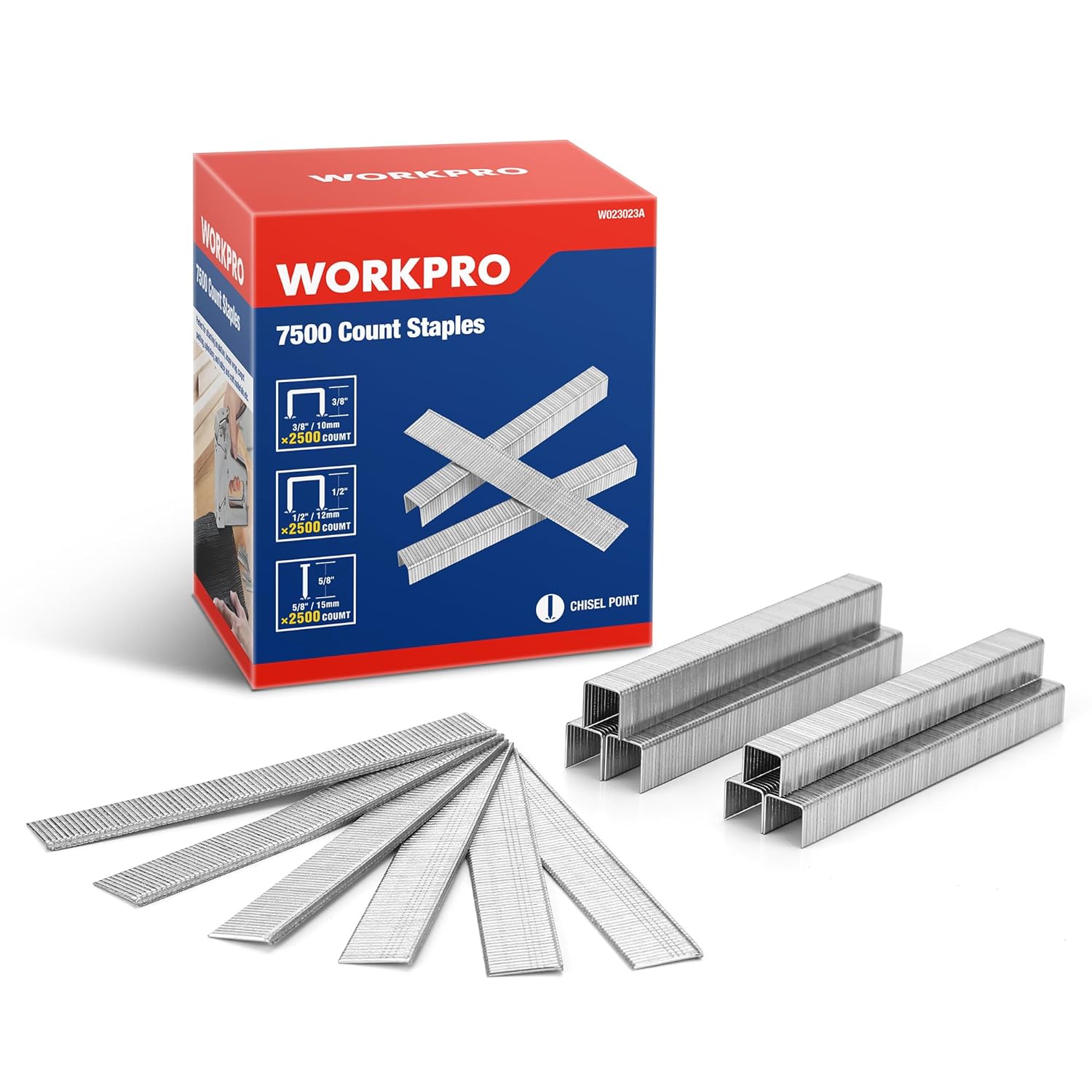 WORKPRO Heavy Duty T50 7500-Count Staples for Staple Gun, 1/2