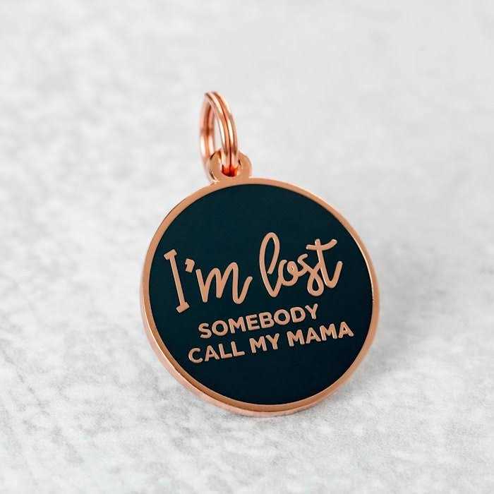 Two Tails Pet Company Rose Gold & Navy I'm Lost Mama Pet ID Tag - Pet Supplies online store