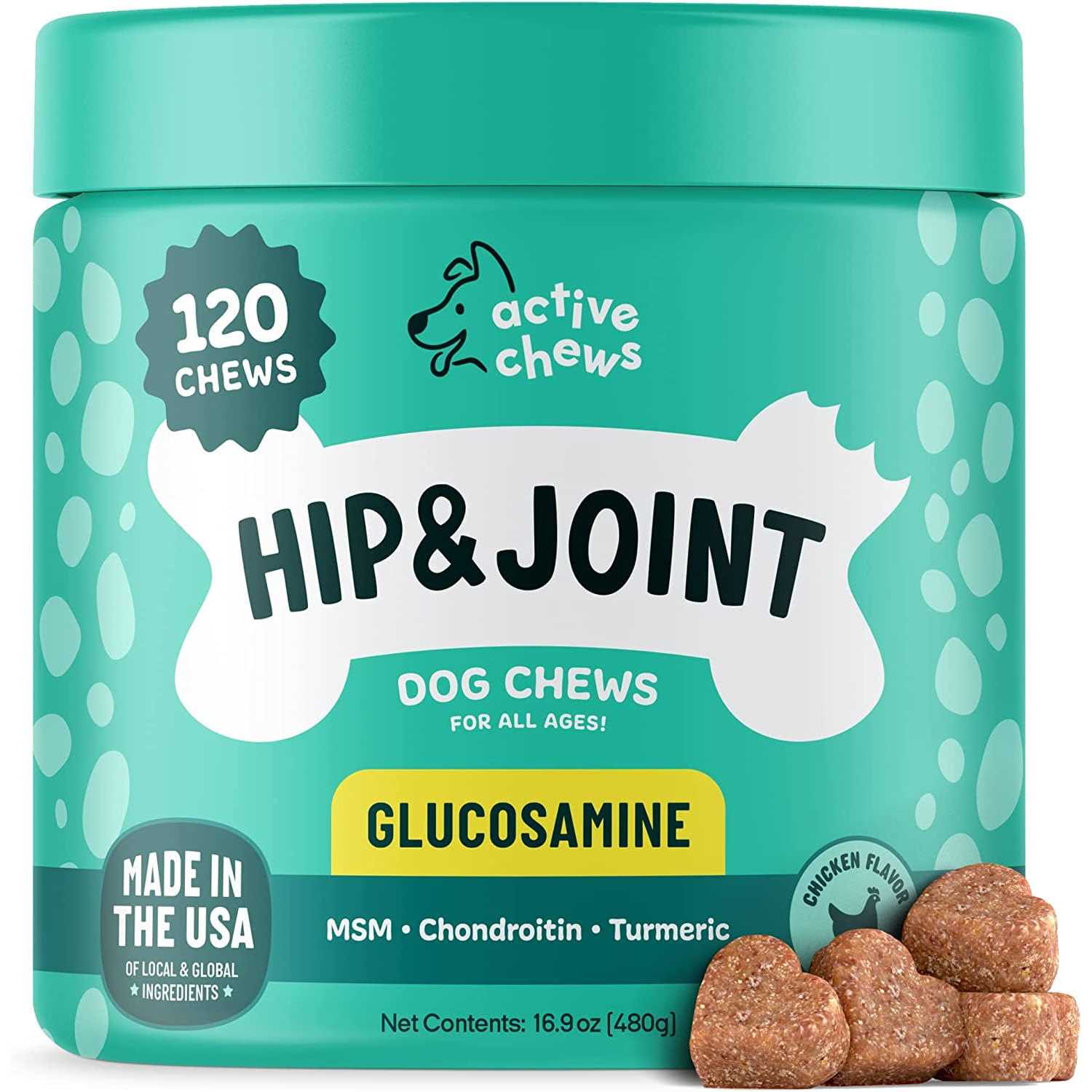 Active Chews Glucosamine for Dogs Hip and Joint Supplement with Chondroitin, Turmeric, and Msm - Pet Supplies online store