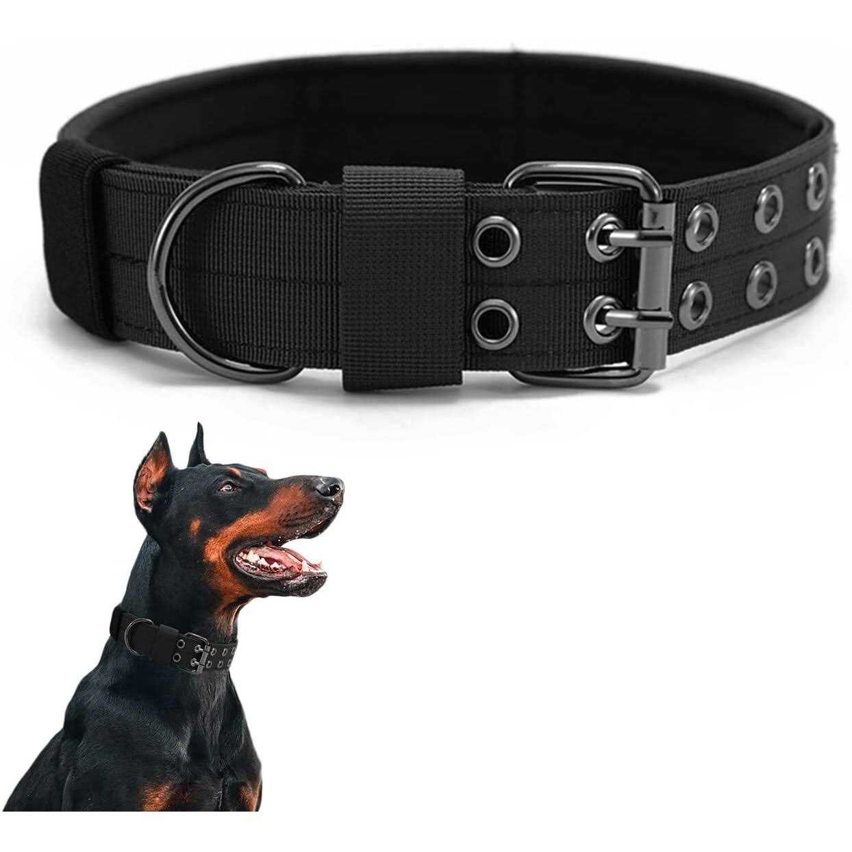 Tactical Dog Collar Military Dog Collar Nylon Adjustable Training Dog Collar Heavy Duty Metal Buckle for Medium Large Dogs - Pet Supplies online store