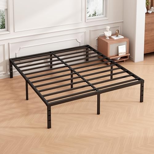 16 Inch King Bed Frame - Sturdy Platform Bed Frame Heavy Duty Metal Bed Frame No Box Spring Needed Heavy Duty King Size Bed Frame Easy Assembly Strong Bearing Capacity