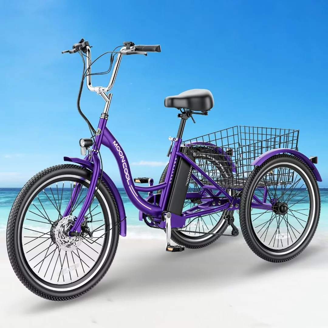 24Inch Adult Electric Tricycles 3 Wheel Electric Bike for Adult, 15.5 mph 500W Electric Trikes for Seniors，7-Speed & 4 Adjustable Riding Modes Electric Tricycle with 36V Removable Lithium Battery