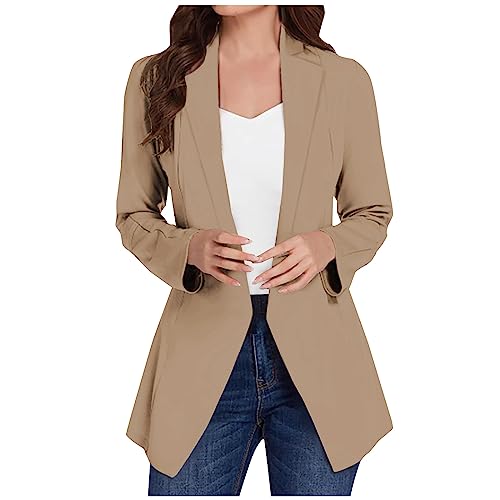 Womens Dressy Blazers Notched Lapel Blazer Open Front Suit Jackets Work Office Jacket Long Sleeve Suits Fall Clothes