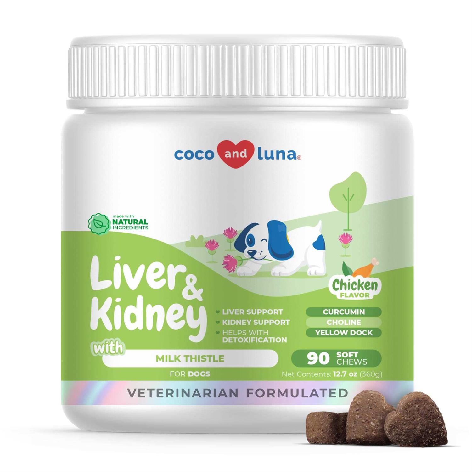 Coco and Luna Milk Thistle for Dogs 90 Soft Chews Liver and Kidney Support for Dogs - Pet Supplies online store