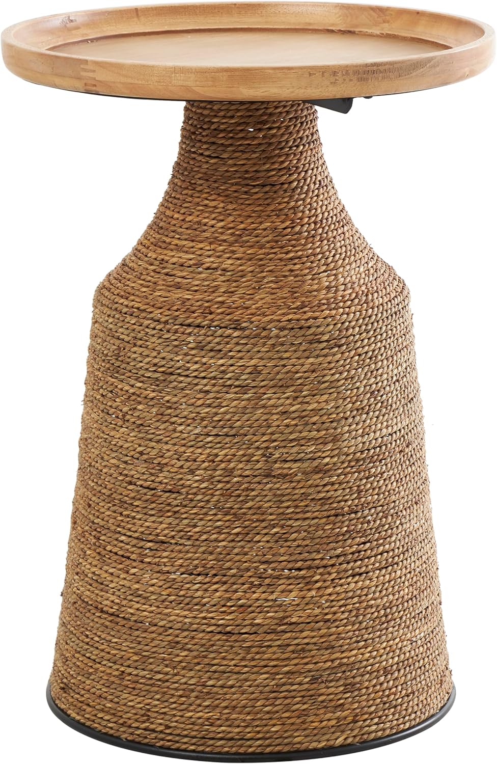 Deco 79 Dried Plant Handmade Side End Accent Table Wrapped End Table with Wood Tabletop, Side Table 17