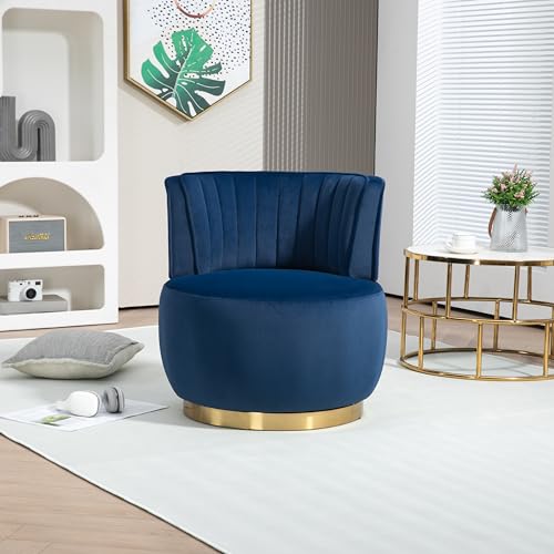 360 Degree Swivel Cuddle Barrel Accent Chairs Lounge Chair, Round Armchairs Comfy Chair with Wide Upholstered, Fluffy Velvet Fabric Chair for Living Room, Bedroom, Reading Room, Office, Black
