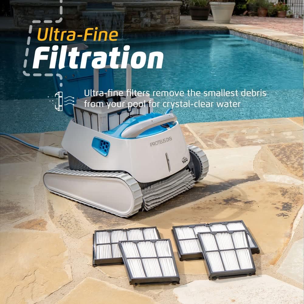 Dolphin Proteus DX5i Wi-Fi Automatic Robotic Pool Vacuum Cleaner Includes Ultra-Fine Filters for an Ultimate Clean, Ideal for In-Ground Pool up to 50 Feet in Length