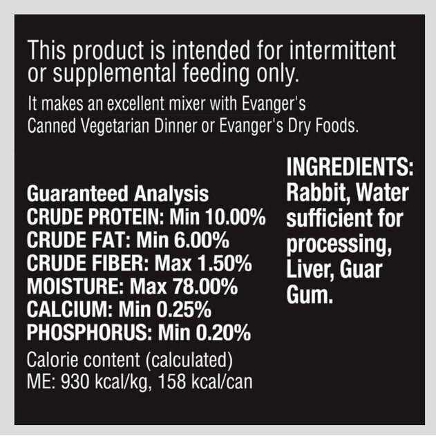 Evangers Grain Free Rabbit Canned Dog and Cat Food - Pet Supplies online store