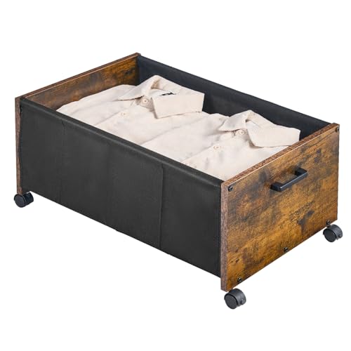 Under Bed Storage with Wheels, Wooden Under Bed Storage Containers, Under Bed Shoe Storage Organizer, Rolling Under Bed Drawers, Metal Frame, Patented Design