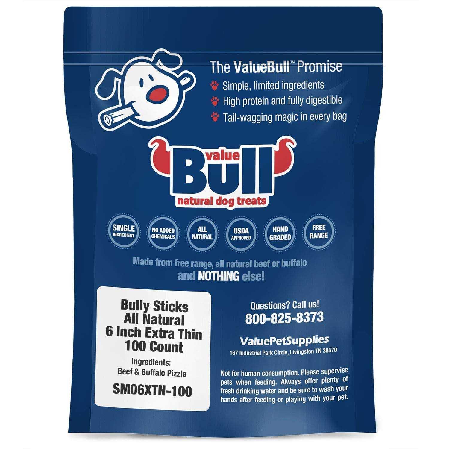 ValueBull Bully Sticks for Dogs 6 inch - Pet Supplies online store