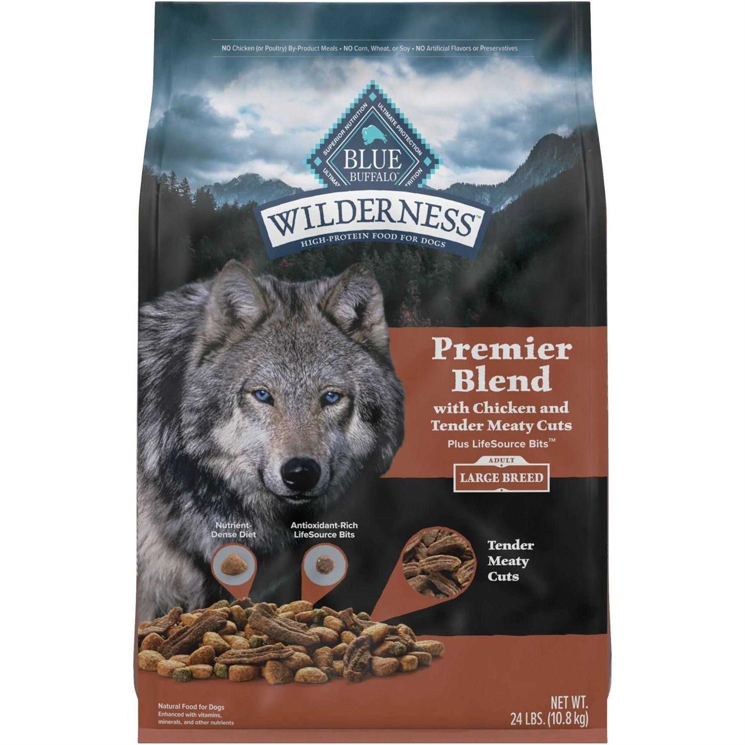 Blue Buffalo Blue Wilderness Premier Blend with Meaty Cuts Chicken Large Breed Adult Dry Dog Food - Pet Supplies online store