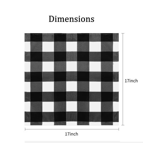 Buffalo Plaid Table Napkins Set of 25 Checkered Cloth Napkins 17x17 inch Washable Dinner Gingham Pattern Napkins Soft Napkins for Wedding Party Dining Banquet(Pink and White)