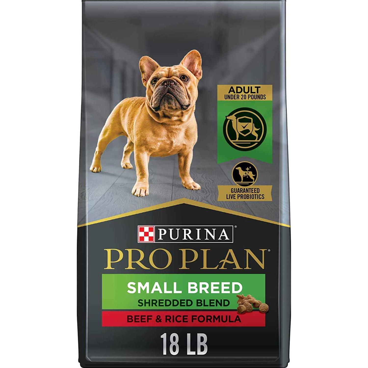 Purina Pro Plan High Protein Shredded Blend Beef & Rice Formula Small Breed Dry Dog Food - Pet Supplies online store