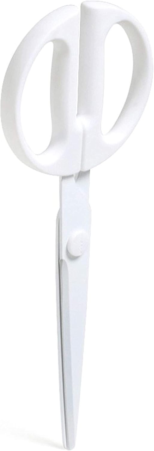 Poppin Scissors - White Office Scissors, Extra Long Stainless Steel Blades, Sleek Circular Handles, Scissors for Office (White)