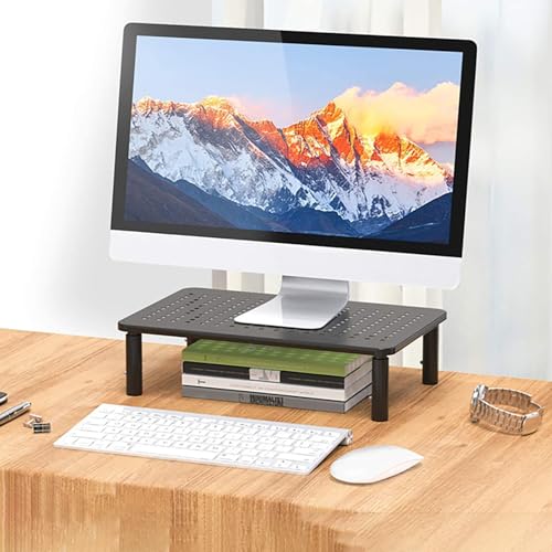 Computer Monitor Stand for Desk 3 Height Adjustable Monitor Riser Screen Floor Stand for Office Desk, Black