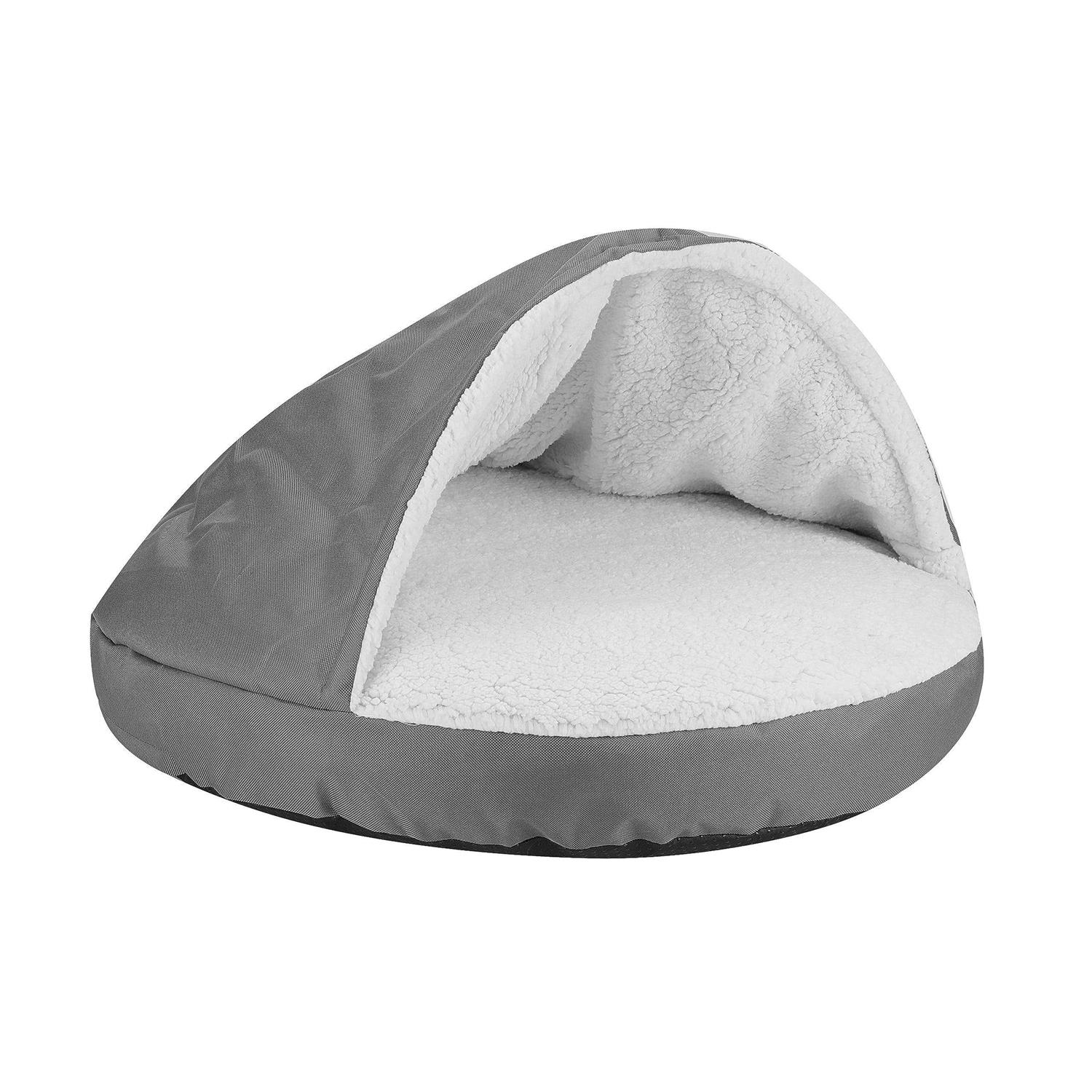 Long Rich Durable Oxford to Sherpa Pet Cave and Round Pet Bed, 25, with Removable Top and Insert - Pet Supplies online store