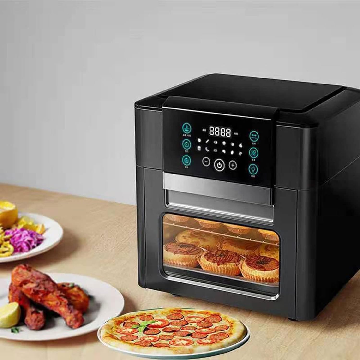 Air Fryers， 12L Air Fryer Oven Toaster Rotisserie and Dehydrator With LED Digital Touchscreen Countertop Oven