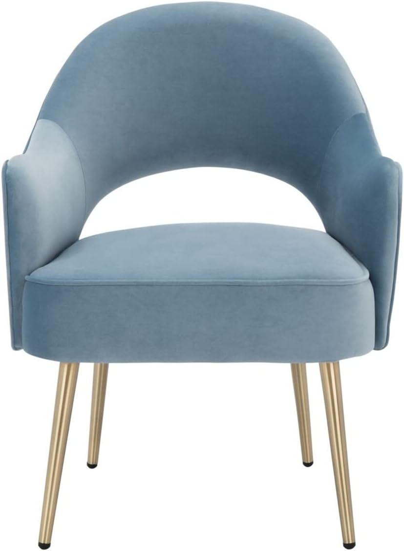 SAFAVIEH Home Collection Dublyn Light Blue Velvet/Gold Accent Chair ACH4001B