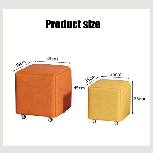 5 in 1 Nesting Ottoman Cube Chair, Stackable Stools, Faux Leather Square Ottoman Bench, Stackable Stools, Foot Stool with Swivel Casters for Living Room,Dining Room ( Color : Gray , Size : 45CM/17.7IN