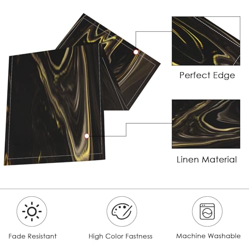 Marble Vintage Brown Table Runner and Placemats Set of 6, Retro Green Stone Abstract Dining Table Decor for Daily Use(1 Table Runner 72 inches Long and 6 Placemats)