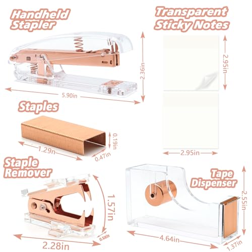 Black Office Supplies,UPIHO Black Desk Accessories,Stapler and Tape Dispenser Set for with Large Stapler,Tape Dispenser, Staple Remover, Staples, Clips,Scissor and Tabs,Gifts for Office Clerks