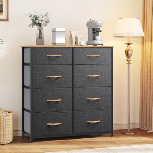 YITAHOME Dresser for Bedroom, Storage Tower with 8 Drawers, Fabric Dresser, Organizer Unit for Bedroom, Living Room & Closets - Sturdy Steel Frame, Easy Pull Fabric Bins & Wooden Top