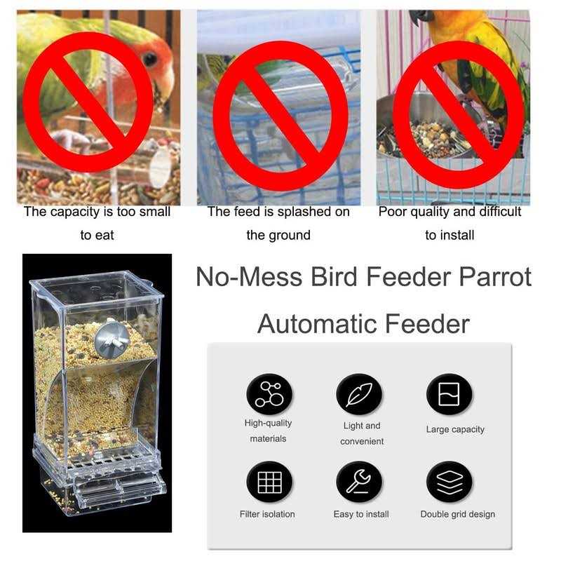 Automatic Bird Feeder,No Mess Bird Feeder,Bird Cage Feeder Bird Cage Accessories for Parakeet Canary Cockatiel Finch - Pet Supplies online store