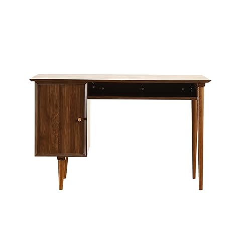 Student Kids Small Computer Desk with Solid Wood Legs Modern Mini Laptop PC Desks for Home Office Bedroom Small Spaces Walnut