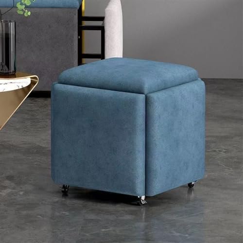 5-in-1 Tech Fabric Seating Cube, Stackable Sofa Chair with Swivel Casters, Dressing Stool, Nesting Ottoman, Movable Footstool(Five Colors,35 * 35 * 35cm)