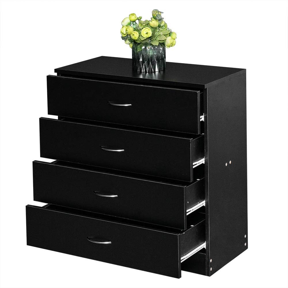 4-Drawer Black Dresser - Large Storage Space, Modern Chest of Drawers,Space-Saving Storage, Perfect for Home Decor, 26x13x28.7