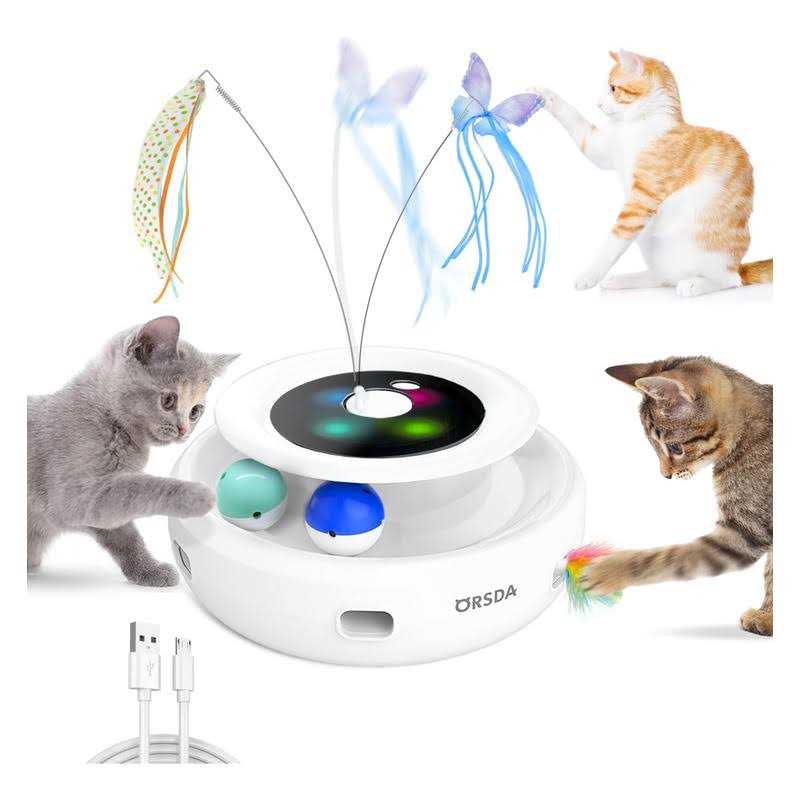 ORSDA 3-in-1 Cat Toys Rechargeable Interactive Cat Toys for Indoor Cats Automatic Kitten Toy - Pet Supplies online store