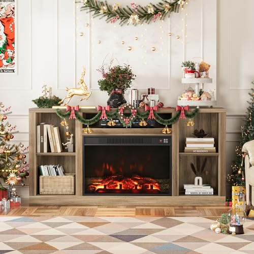 Furniwell Fireplace TV Stand for 65 Inch TV, Media Entertainment Center Console Table with 26