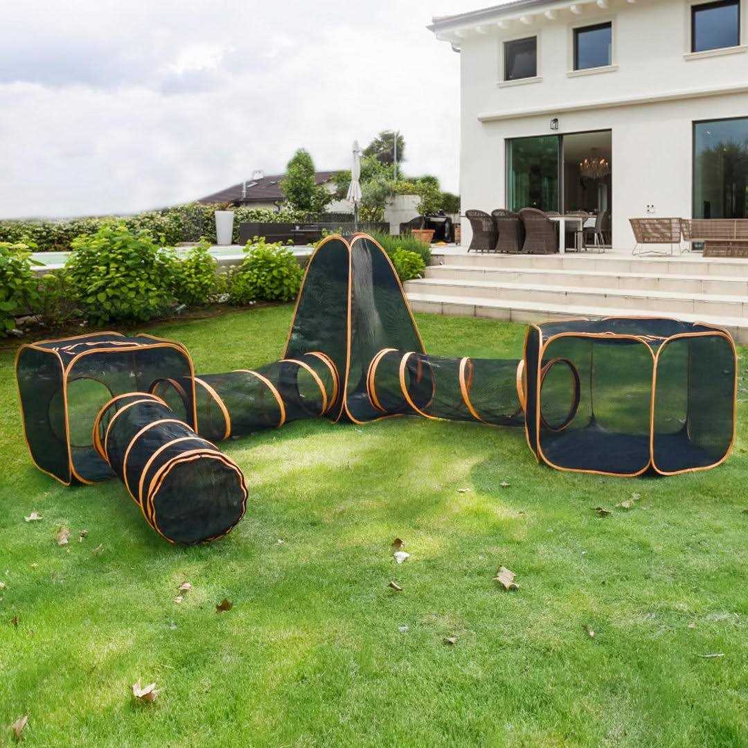 6-in-1 Tent Portable Playpen Enclosures with Tunnel for Cat Dog and Small Animals ColourTree - Pet Supplies online store