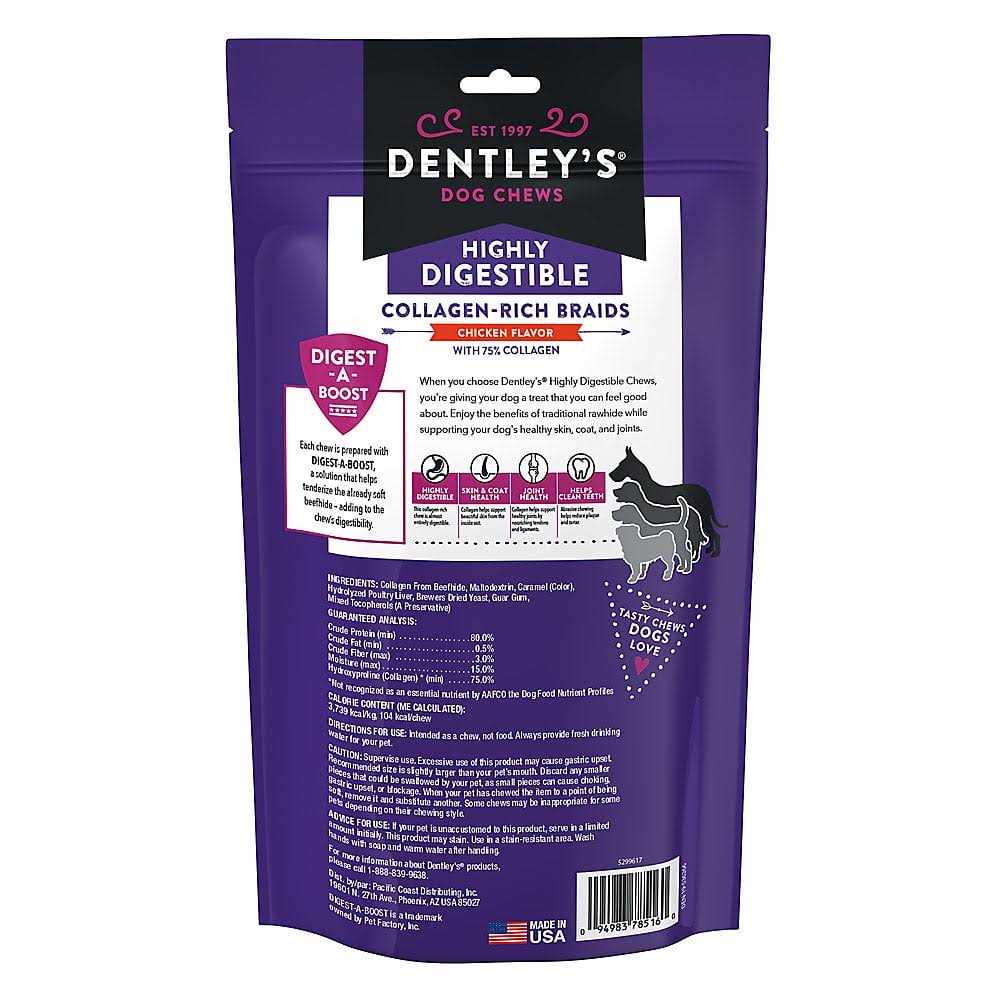 Dentley's Highly Digestable 7 Collagen Braids Dog Chew - Pet Supplies online store