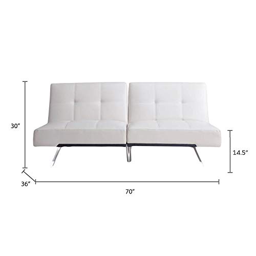 Abbyson Living Aspen Leather Convertible Sofa Bed - Contemporary Design, Pull-Out Bed, Ivory