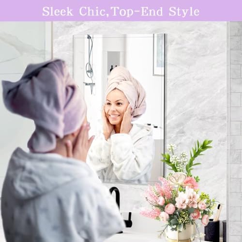 Frameless Mirror,Bathroom Vanity Mirrors for Over Sink,Rectangle Wall-Mounted Beveled Polished Edge Mirrors,Apply to Living Room,Bedroom,Right Angle Bathroom Entryway Mirror 30 * 36in