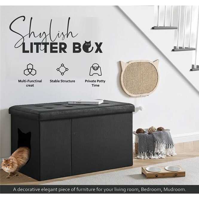 Sweet Barks Designer Cat Litter Box Enclosure Hidden Washroom Bench Ottoman - Pet Supplies online store
