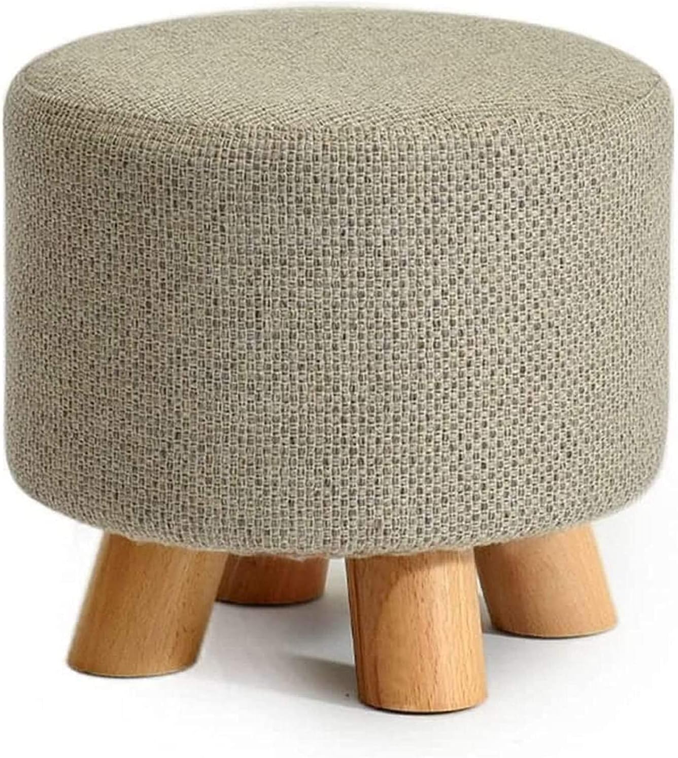 Storage Footstool Solid Wood Shoes Stool Round lstered Footstool Sofa Low Stool Footrest Small Seat Foot Rest Chair Brown lstered Stool