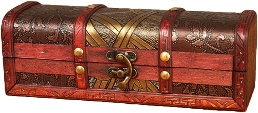 DECHOUS 3 Pcs Money Saving Bank Kids Storage Cubes Decorative Storage Trunk Watch Storage Case Wood Treasure Containers 2020 New Year Kid Piggy Bank Child Hair Stick Pirate Wooden