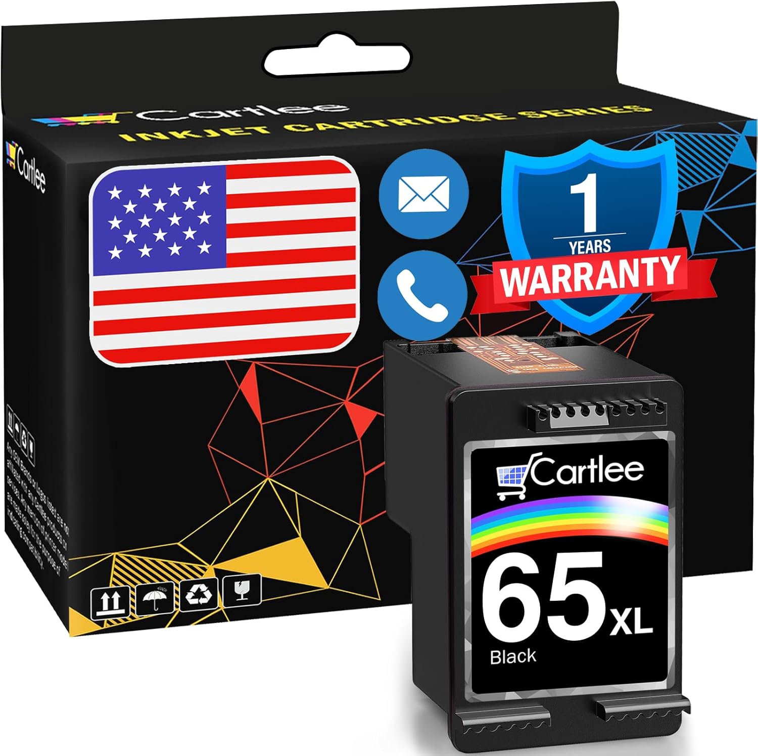 Cartlee Remanufactured 65XL 65 XL High Yield Ink Cartridge for HP DeskJet 2600 2622 2635 2652 2655 3700 3720 3722 3752 3755 Envy 5000 5052 5055 AMP 100 Printer Series (1 Black)