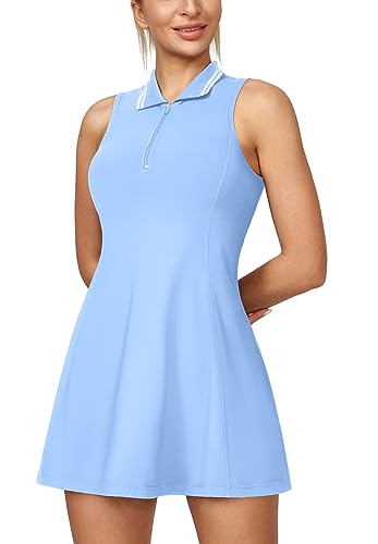 Golf Dress Tennis Dresses for Women with Built in Shorts and Bra 3 Pockets Athletic Dress Workout Dress for Active