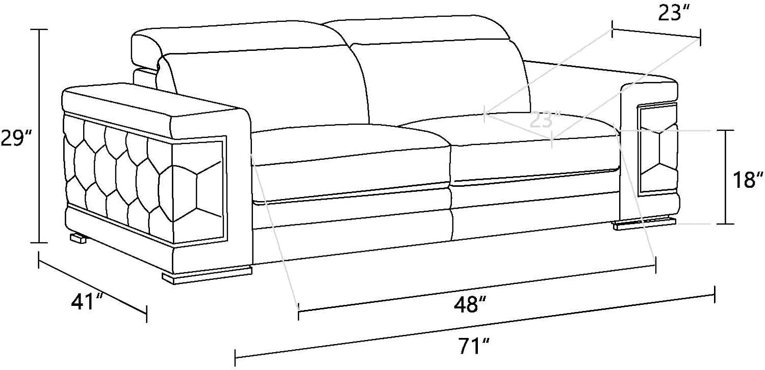 Top Grain Italian Leather Loveseat (White)